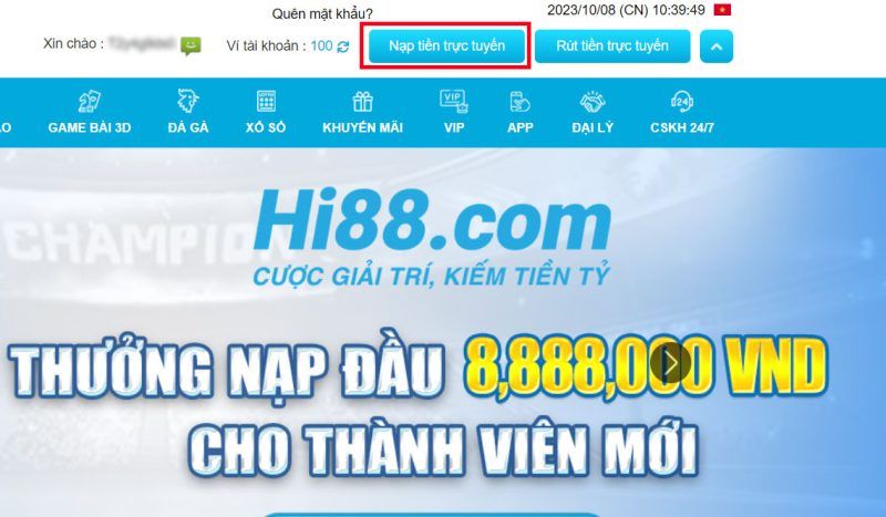 Hướng dẫn rút tiền Hi88